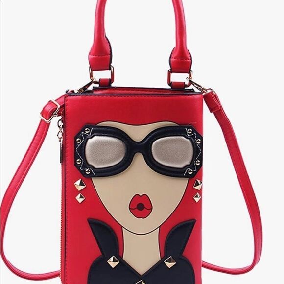 Cute Big Glasses Face Clutch‎ Purse RED ONLY - Picture 7 of 12